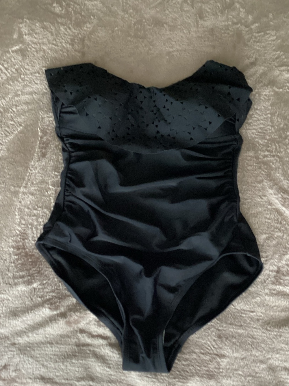 Merona Black One-Piece Swimsuit with Textured Bust